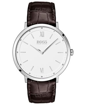 Boss Hugo Boss Men's Essential Ultra Slim Brown Leather Strap Watch 40mm