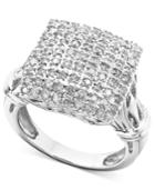 Diamond Square Cluster Ring In 14k White Gold (1 Ct. T.w.)