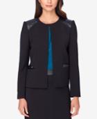 Tahari Asl Studded Faux-leather-trim Jacket