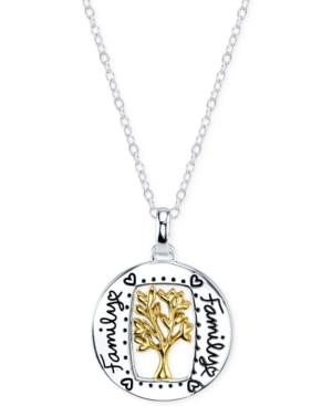 Unwritten Family Tree Pendant Necklace In Sterling Silver And Gold-flashed Sterling Silver