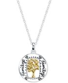Unwritten Family Tree Pendant Necklace In Sterling Silver And Gold-flashed Sterling Silver