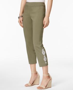 Jm Collection Embroidered Capri Pants, Created For Macy's