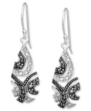 Genevieve & Grace Sterling Silver Earrings, Marcasite And Crystal Teardrop Earrings