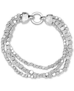 Nine West Silver-tone Metallic Bead Multi-row Stretch Bracelet