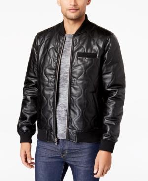 Members Only Men's Quilted Faux Leather Bomber