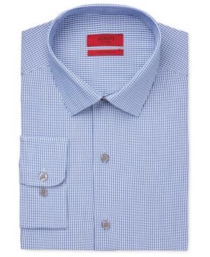 Alfani Red Men's Fitted Performance Two Blue Check Dress Shirt, Only At Macy's