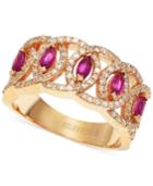 Effy Ruby (5/8 Ct. T.w.) And Diamond (1/2 Ct. T.w.) Band Ring In 14k Rose Gold