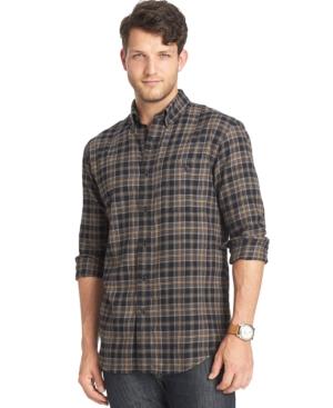 G.h. Bass & Co. Big And Tall Black Fireside Flannel Plaid Long-sleeve Shirt