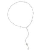 Danori Silver-tone Imitation Pearl And Cubic Zirconia Lariat Necklace