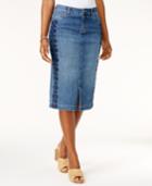 Style & Co Embroidered Denim Skirt, Created For Macy's