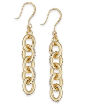 Charter Club Medium Gold-tone Pave Link Linear Drop Earrings, 1.5, Created For Macy's