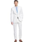 Perry Ellis White Solid Linen-blend Slim-fit Suit