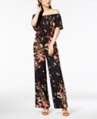 Derek Heart Juniors' Printed Off-the-shoulder Jumpsuit