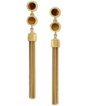 Vince Camuto Gold-tone Double Stone Linear Tassle Earrings
