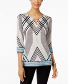 Jm Collection Geo-print Toggle-neck Tunic, Only At Macy's