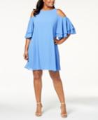 Jessica Howard Plus Size Cold-shoulder Ruffle Dress
