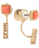 Kenneth Cole Gold-tone Coral Stone Pave Crystal Stud Earrings