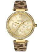 Caravelle New York By Bulova Women's Metallic Leopard Print Leather Strap Watch 38mm 44n103