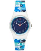 Swatch Women's Swiss Oula Gloup Multicolor Fish Print Silicone Strap Watch 25mm Lw144