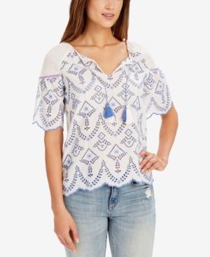 Vintage America Isidora Cotton Eyelet Peasant Top