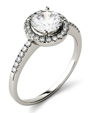 Moissanite Round Halo Ring (1-1/3 Ct. T.w. Diamond Equivalent) In 14k White Gold