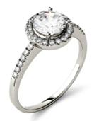 Moissanite Round Halo Ring (1-1/3 Ct. T.w. Diamond Equivalent) In 14k White Gold