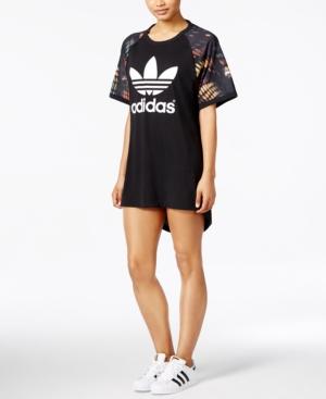Adidas Originals Colorblocked Draped-back T-shirt Dress
