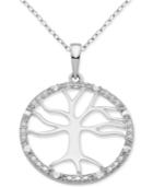 Diamond Tree Of Life 18 Pendant Necklace (1/10 Ct. T.w.) In Sterling Silver