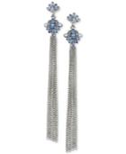 Guess Silver-tone Stone & Chain Fringe Linear Drop Earrings