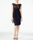 Connected Sequin Lace Faux-wrap Cocktail Dress