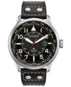 Citizen Eco-drive Men's Promaster Nighthawk Black Leather Strap Watch 44mm