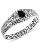 Eclipse By Effy Onyx (4-9/10 Ct. T.w.) Decorative Hinged Bangle Bracelet In Sterling Silver