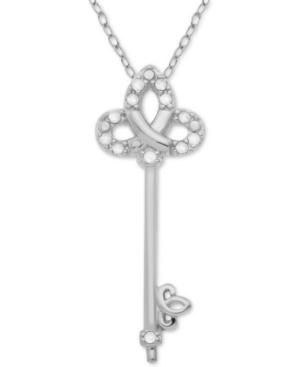 Diamond Key 18 Pendant Necklace (1/10 Ct. T.w.) In Sterling Silver