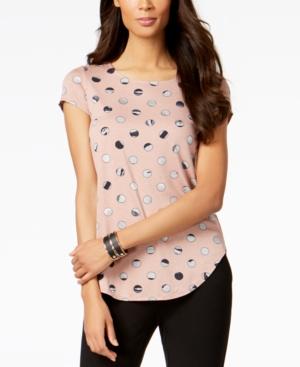 Alfani Dot-print Cap-sleeve Top, Created For Macy's