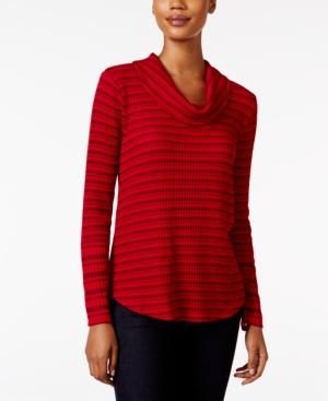 Style & Co Striped Cowl-neck Top, Only At Macy's
