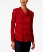 Style & Co Striped Cowl-neck Top, Only At Macy's