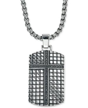 Esquire Men's Jewelry Diamond Cross Dog Tag Pendant Necklace (1/3 Ct. T.w.) In Stainless Steel, Only At Macy's