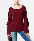 Inc International Concepts Velvet Lace-up Sweater, Created For Macy's