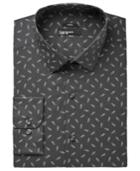 Bar Iii Men's Slim-fit Stretch Easy Care Charcoal Paperclip Print Dress Shirt, Created For Macy's