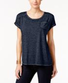 Style & Co V-neck Burnout Pocket T-shirt, Only At Macy's