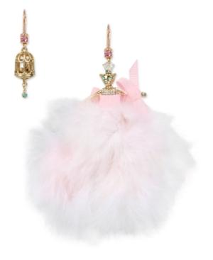 Betsey Johnson Gold-tone Ballerina Mouse And Birdcage Mismatch Earrings