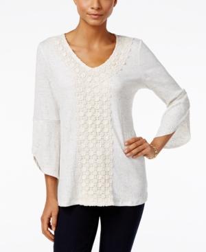 Style & Co. Textured Lace-front Top, Only At Macy's