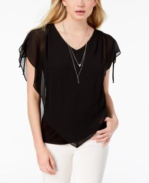 Bcx Juniors' Split-sleeve Necklace Top