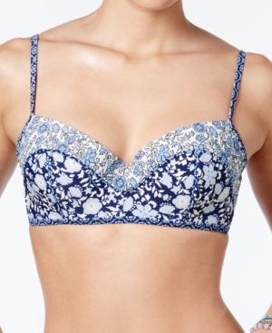 Jessic Simpson Patched Up Floral-print Underwire Balconette Bikini Top Women's Swimsuit