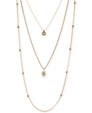 Lucky Brand Gold-tone Layered Star Pendant Necklace