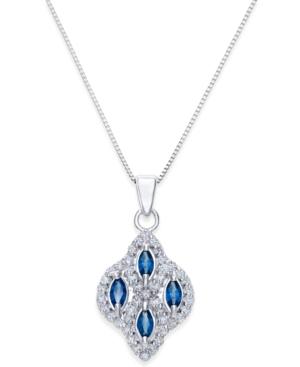 Sapphire (1/2 Ct. T.w.) And Diamond (1/3 Ct. T.w.) Pendant Necklace In 14k White Gold