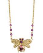 2028 Gold-tone Ornate Crystal Bee Pendant Necklace