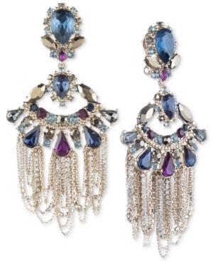 Marchesa Gold-tone Stone & Crystal Multi-chain Chandelier Earrings