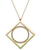Abs By Allen Schwartz Gold-tone Pave And Green Geometric Pendant Necklace