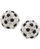 Clear And Black Crystal Fireball Stud Earrings In 14k White Gold